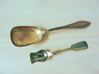 (D17)   Vintage Sterling Silver Shovel Spoon And Coin Silver Shovel Spoon