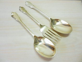 (A46)   3 Wallace Sterling Silver Serving Spoons And Fork