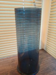 Tall Hand Blown Blue Glass Vase