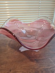 Rubin Glass Hand Blown Czech Centerpiece Bowl
