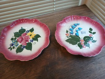 Pair Of Handpainted California Pottery Dishes