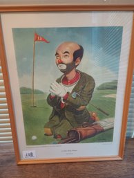 Vintage Framed Clown Golf Print