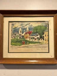 Signed  Print Unknown Artist  Blue Shutters