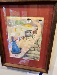 Original Watercolor Amish Scene Unsigned