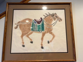 Chinese Mongolian Woodblock Of A Horse