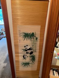 Chinese Hanging Scroll With Panda Bears