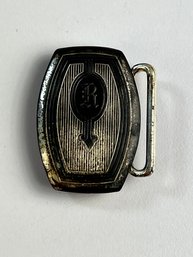 Vintage Sterling Silver Belt Buckle R Monogram Hickcock 18.8g