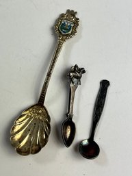 Sterling Silver El Salvador Spoon + Spoon And Horse Pin + Denmark Meka Mini Spoon 23.2g