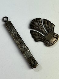 Antique Silver Pencil Case And Part Of A Buckle