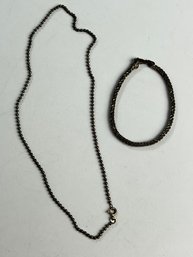Italian Sterling Silver Necklace And Bracelet 14g