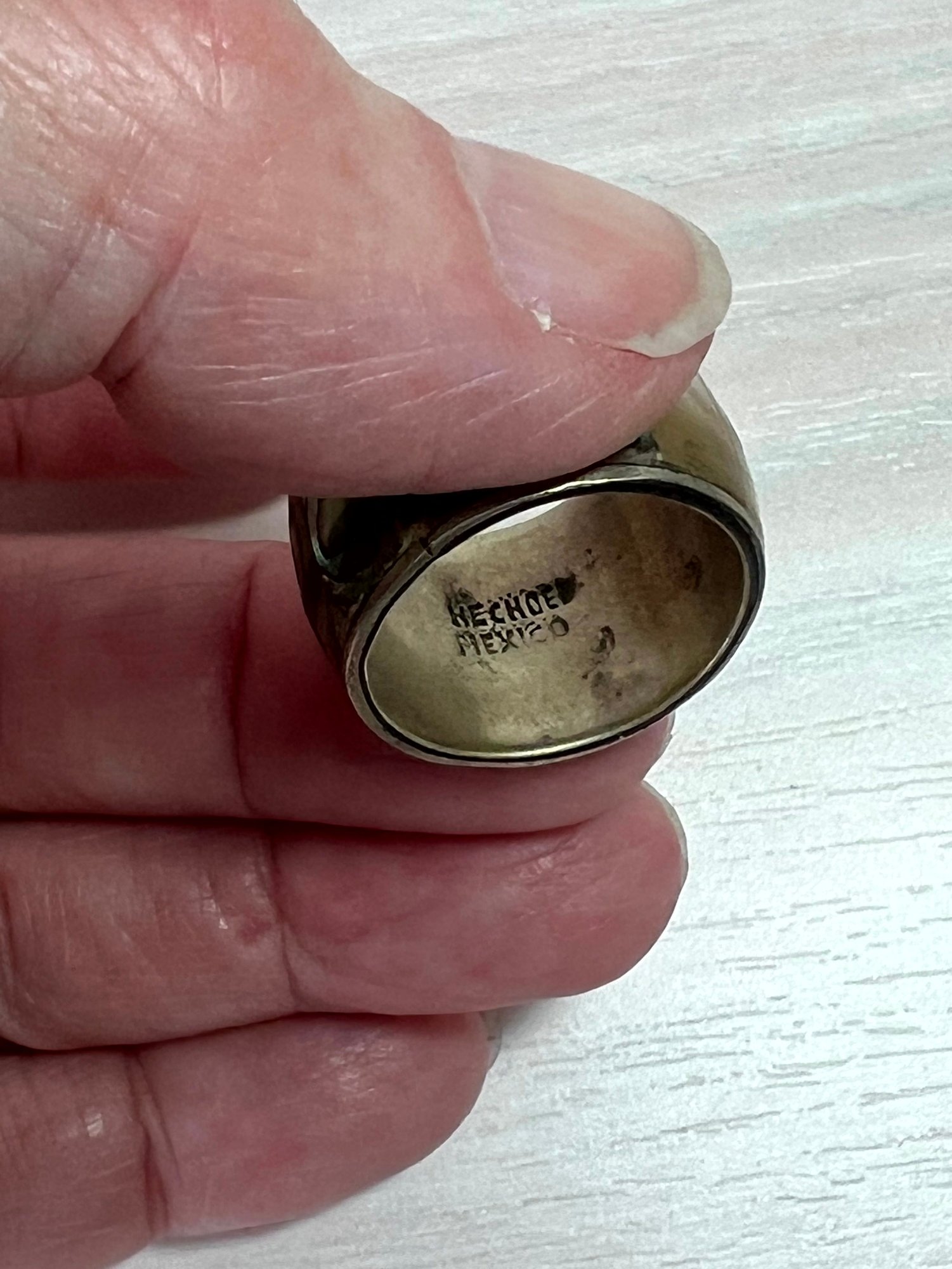 Menico Rings Vintage 2 Rings One Sterling Art Nouveau Style One MOP Mexico Unmarked ...