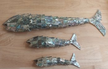 (3) Abalone Paua Shell Articulated Fish Decor/Bottle Openers (P-45)