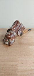 Indigenous Pipe Of Terracotta And Bone (P-58)