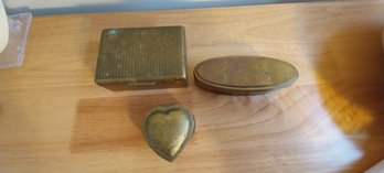 (3) Vintage Brass Boxes (P-68)