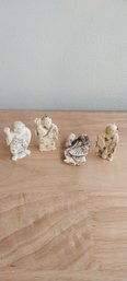 (4) Vintage Japanese Netsuke Beads Of Dancers (P-101)
