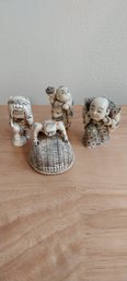 (4) Vintage Japanese Netsuke Beads Of People (P-102)