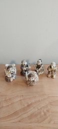 (5) Vintage Japanese Netsuke Beads Of People (P-103)