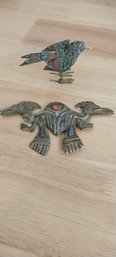(2) Vintage Brass Birds (P-121)