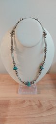Vintage Native Tubular Sterling & Turquoise Necklace (EDS3)