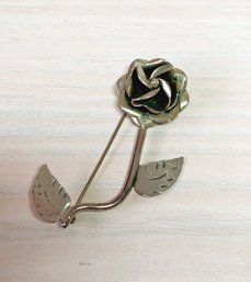 Vintage Sterling Silver Mexico Rose Brooch Signed TG281   (DL4)