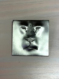 Vintage JJ Silver Tone Metal Lions Head Brooch   (DL6)