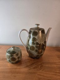 Vintage Japanese Porcelain Lithopane Teapot And Sugar Bowl (EL7)