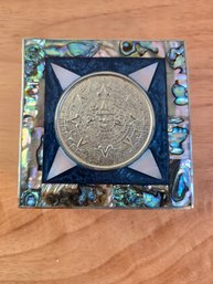 Vintage Mexican Taxco Mayan Calendar Trinket Box (EL9)