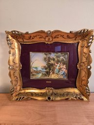 F. Boucher 'Printemps Lancret' Framed Porcelain Scene (EL26)