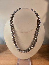 Vintage Sterling Silver Large Beaded Necklace (EL42)