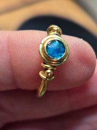 18K Yellow Gold And Mosaic Opal Ring (EL49)