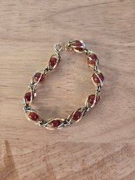 Vintage 12K Yellow Gold Fill Carnelian Winard Bracelet (EL58)