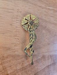 Gold Wash Over Sterling Flower Pin (EL60)