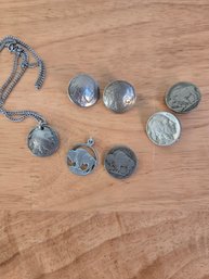 Lot Of Buffalo Indian Head Nickel Jewelry (EL62)