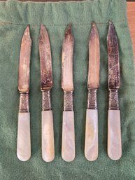 (5) Landers Frary & Clark Sterling MOP Fruit Knives (EL65)