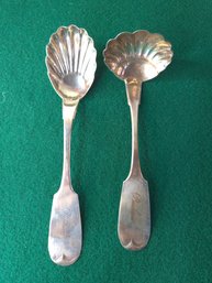 Pair Of German Coin Silver Serving Spoons (EL72)