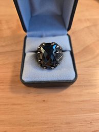 Sterling And Black Onyx Men's Ring (EL80)