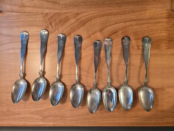 (8) Antique Dexter & Haskins Sterling Silver Spoons (EL84)