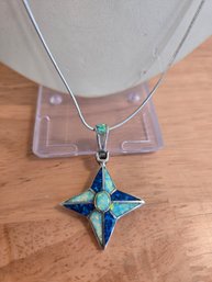 Sterling Silver Navajo Fire Opal Pendant (EL94)