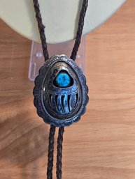 Wilber Musket Sterling And Turquoise Bolo Tie (EL104)