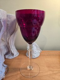 (7) Vintage Ruby Red Glass Crystal Goblets (EL111)