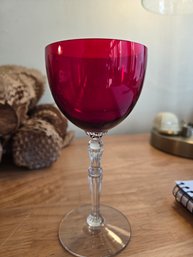 (7) Morgantown Majesty Ruby Red Wine Glasses (EL112)