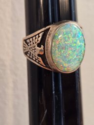 Thunderbird Sterling And Opal Signet Ring (ED116)