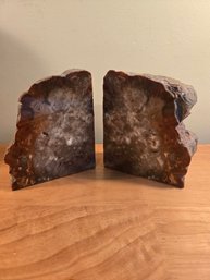 Pair Of Polished Carnelian/Jasper Slab Bookends (EL142)