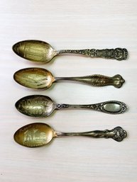 Vintage Sterling Silver 4 Engraved Bowl Spoons   (DL40)