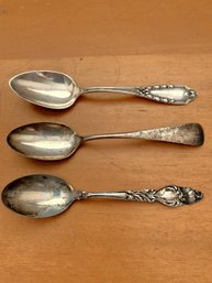 Vintage Sterling Silver 3 Ornate Handle Spoons RLB Lunt With Mono  (DL43)