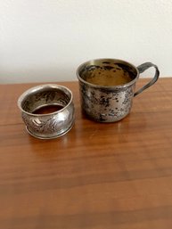 Vintage Starling Silver RLB Lunt Baby Cup And Other Sterling Napkin Ring  (DL54)