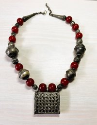 Vintage Silver 800 Tribal Bedouin? Ethnic Chunky Necklace   (DL58)