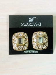 Vintage Large Swarovski Crystal Statement Clip Earrings  (DL83)