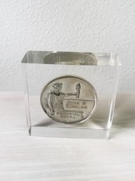 Vintage Sterling Silver 1955 Memorial Track Achievement Medal In Acrylic  (DL87)