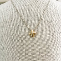 Vintage 18k White And Yellow Gold Cross And Chain   (DL97)
